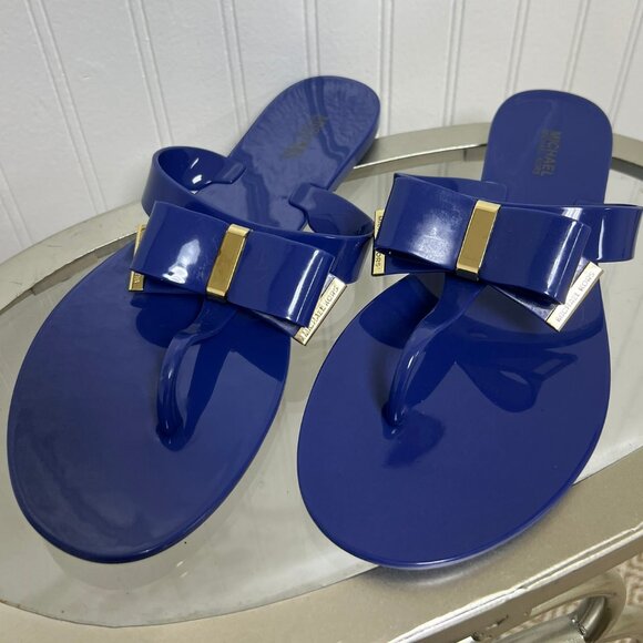 Michael Kors Royal Blue Bow Jelly Sandals - Size 8 - Picture 1 of 4
